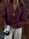 Winter Hooded Zip Up Cardigan For Women With Double Zipper Long Sleeve Casual Office Daily Wear
