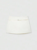 Zipper Waist Belted Midi Skort