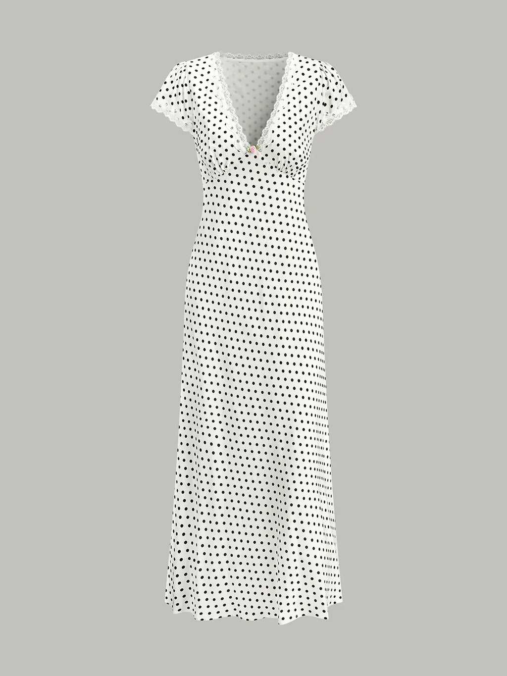 Polka Dot Lace-Trim Dress