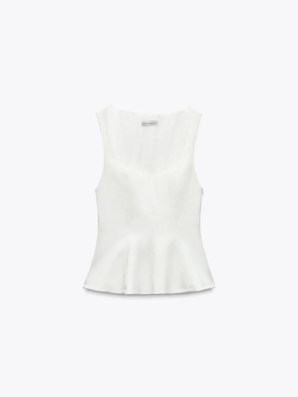 Slim-fit Square Collar Sleeveless Peplum Top