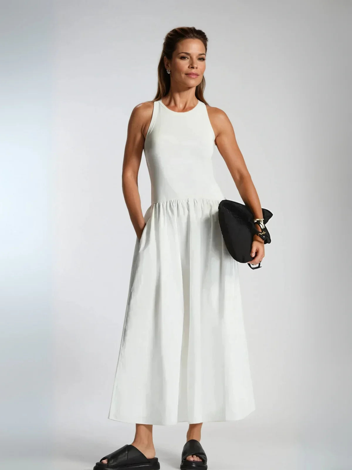 Round Neck Casual Stitching Vest Dress