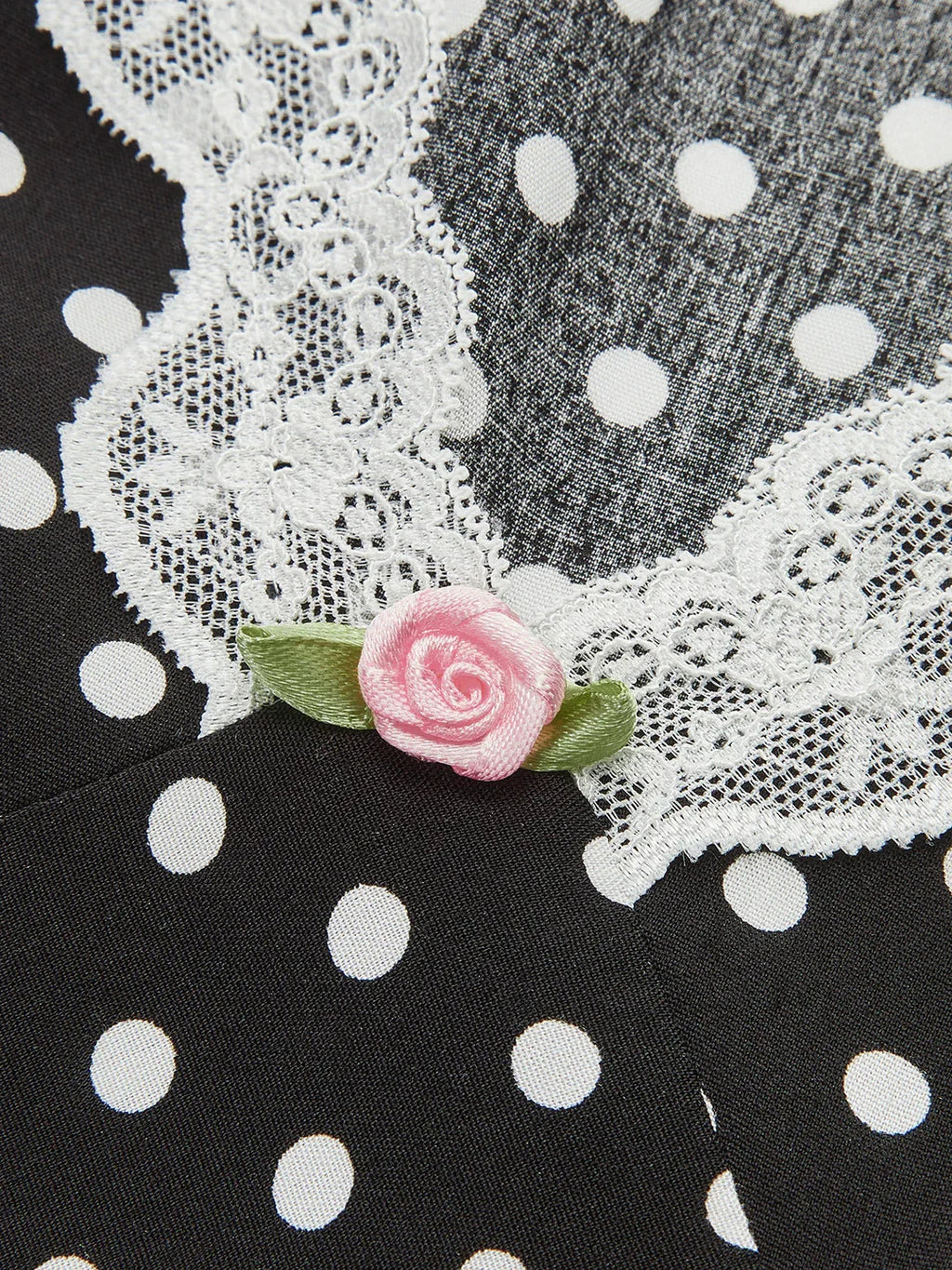 Polka Dot Lace-Trim Dress