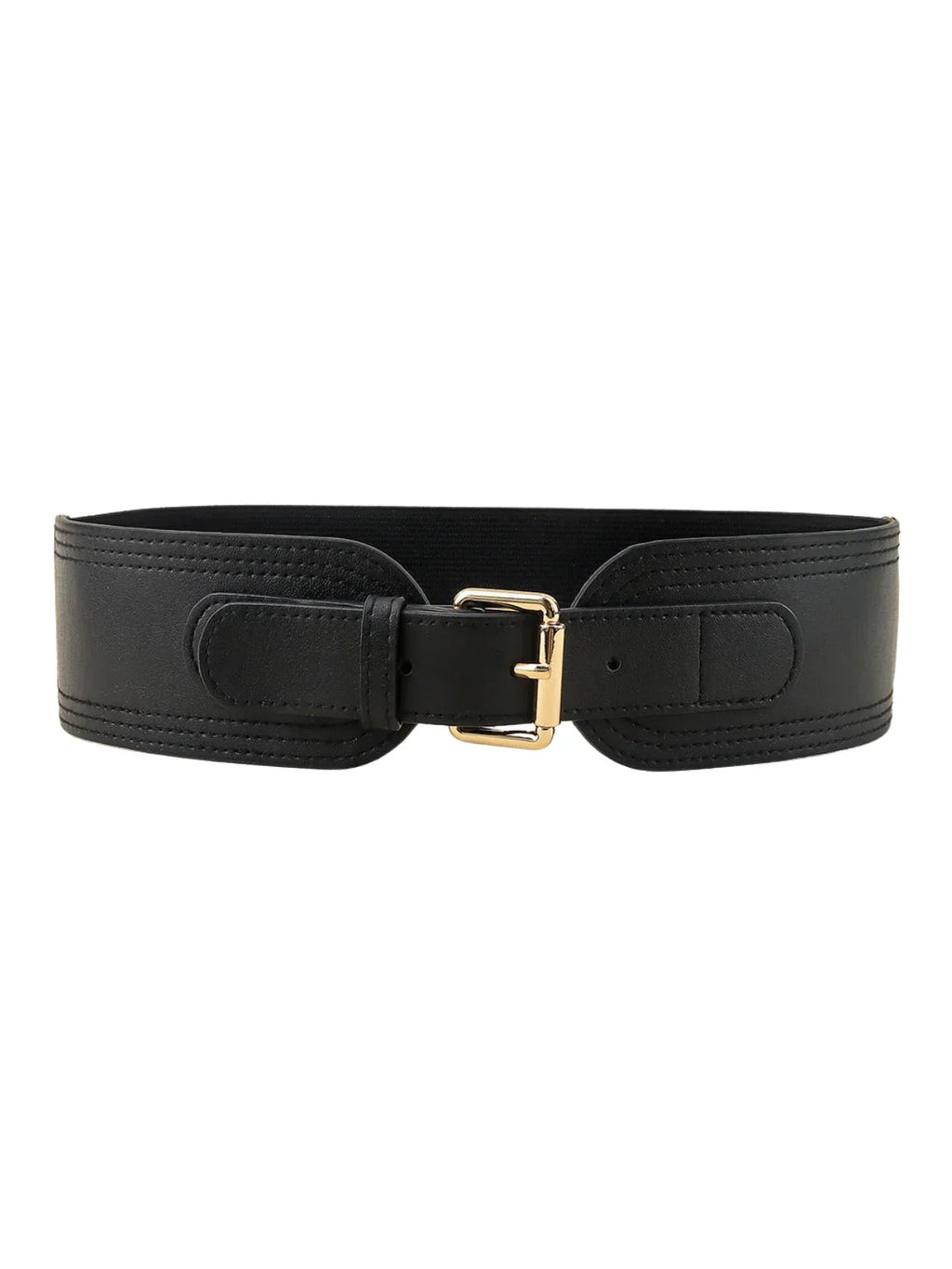 Faux Leather Buckle Corset Belt