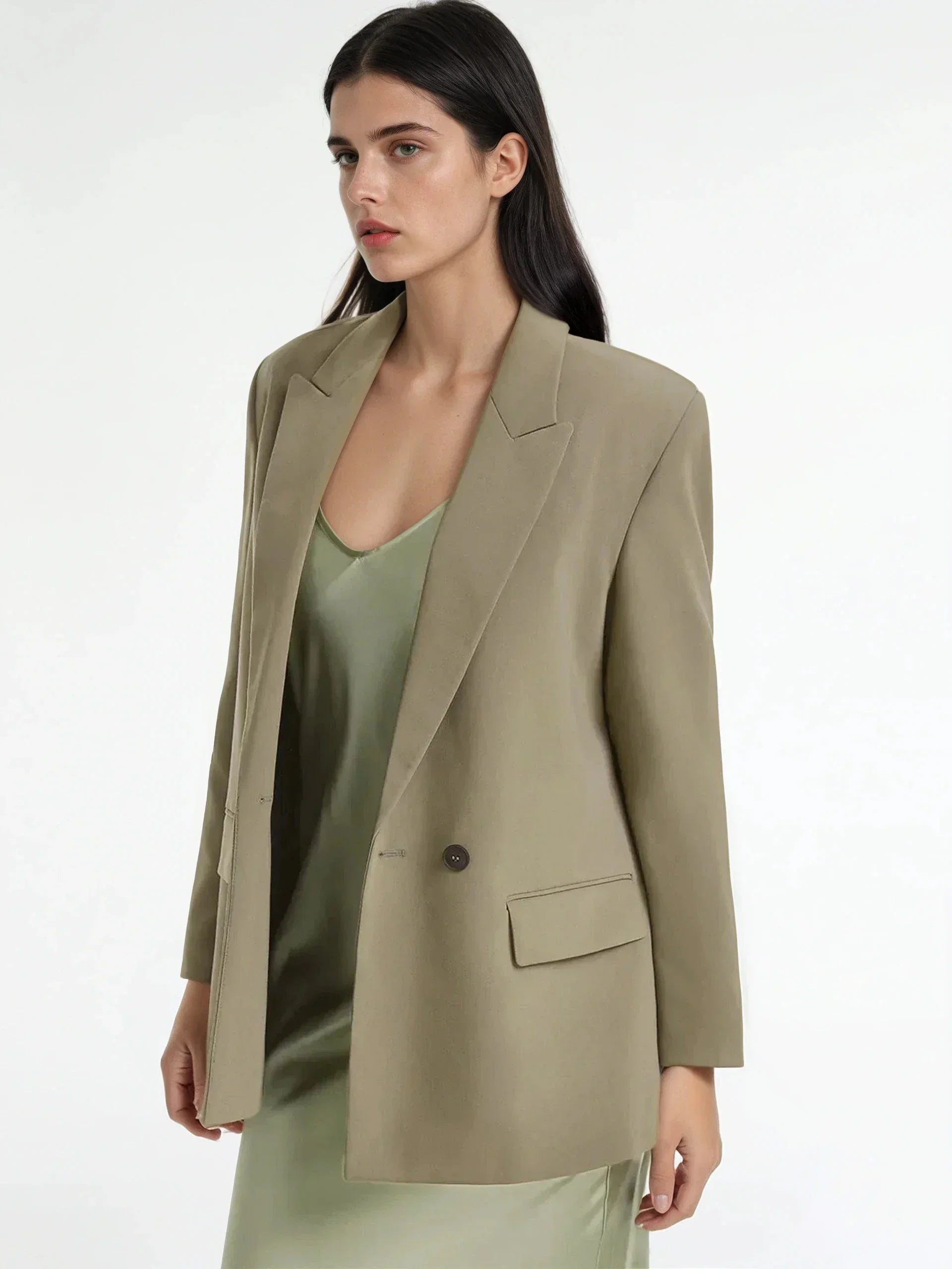 Double Breasted Peak Lapel Blazer