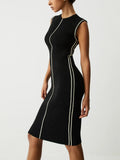 Contrast Piping Sweater Dress