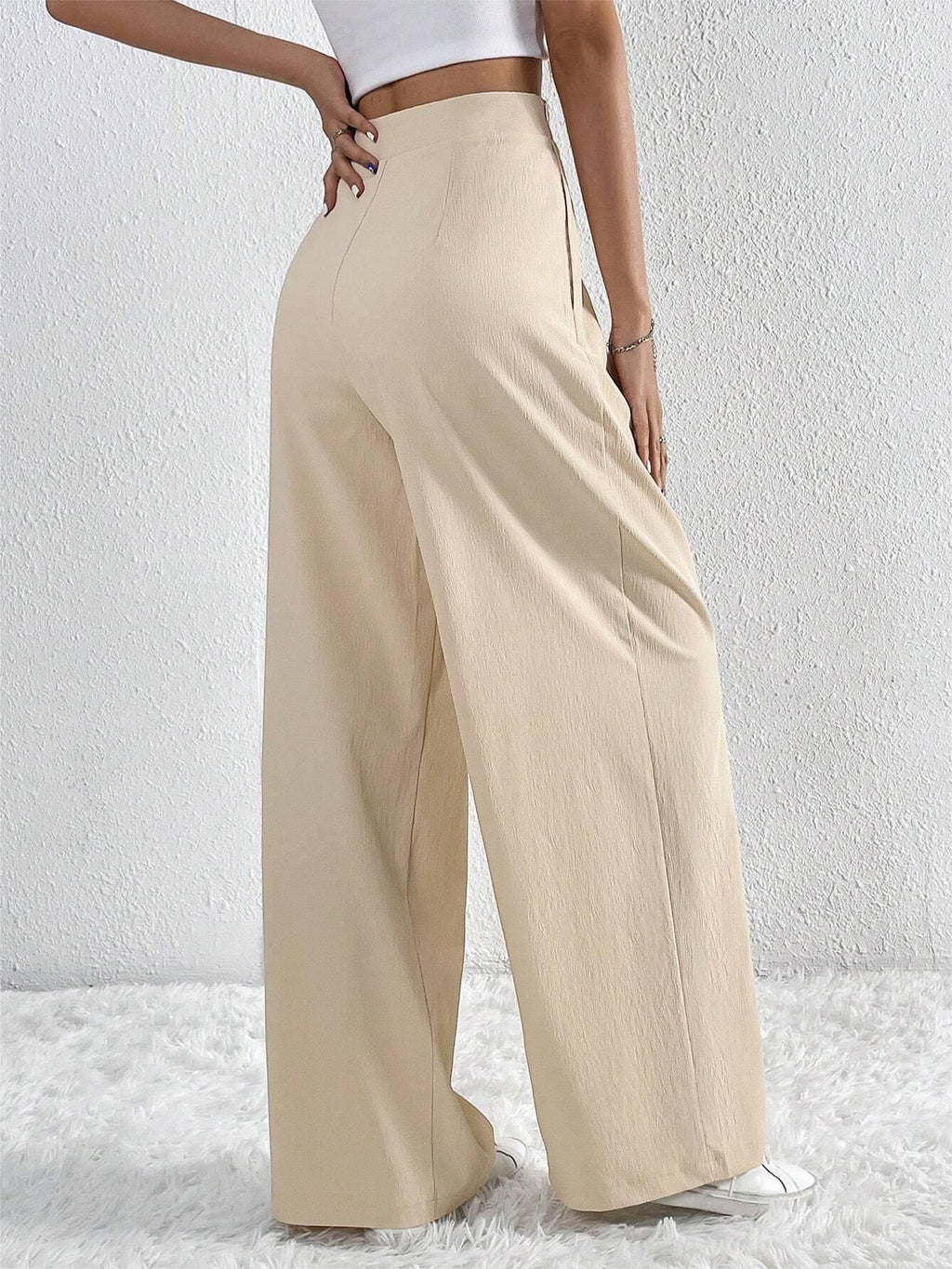 Oldmoney Style Pleated Wide Leg Pants