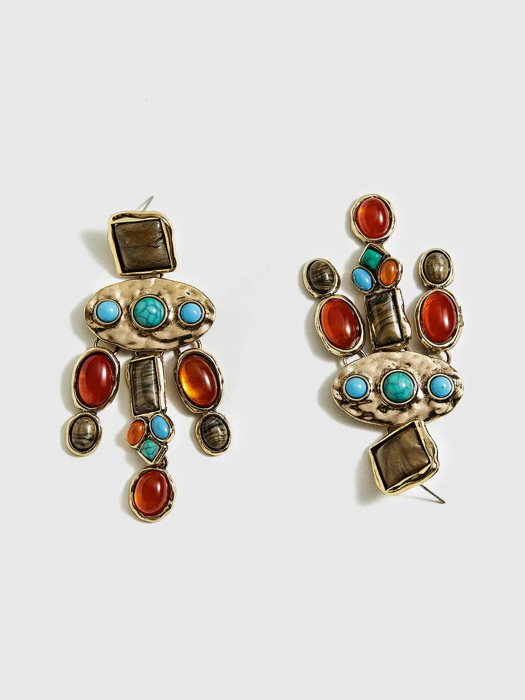 Boho Chic Colorful Gemstones Pendant Earrings