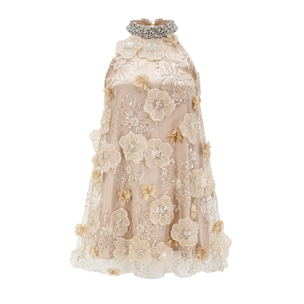 فستان قصير لياني زهرة مطرز