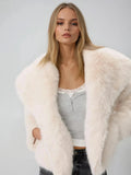Glamorous Creamy Faux Fur Coat