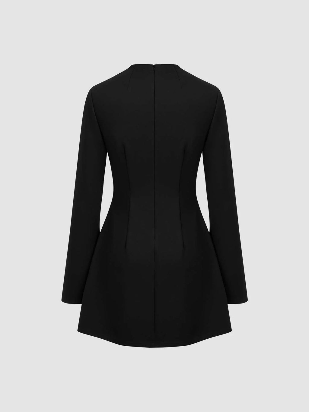 High Neck Solid Long Sleeve Mini Dress