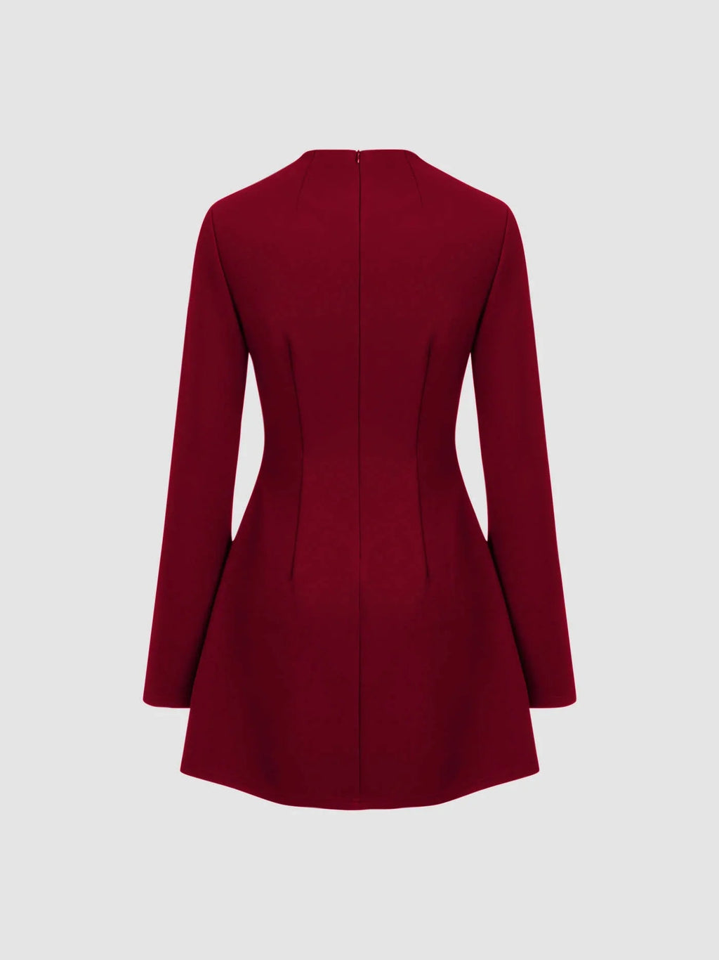 High Neck Solid Long Sleeve Mini Dress