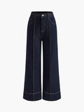 Elegant Style Wide Leg Denim Jeans
