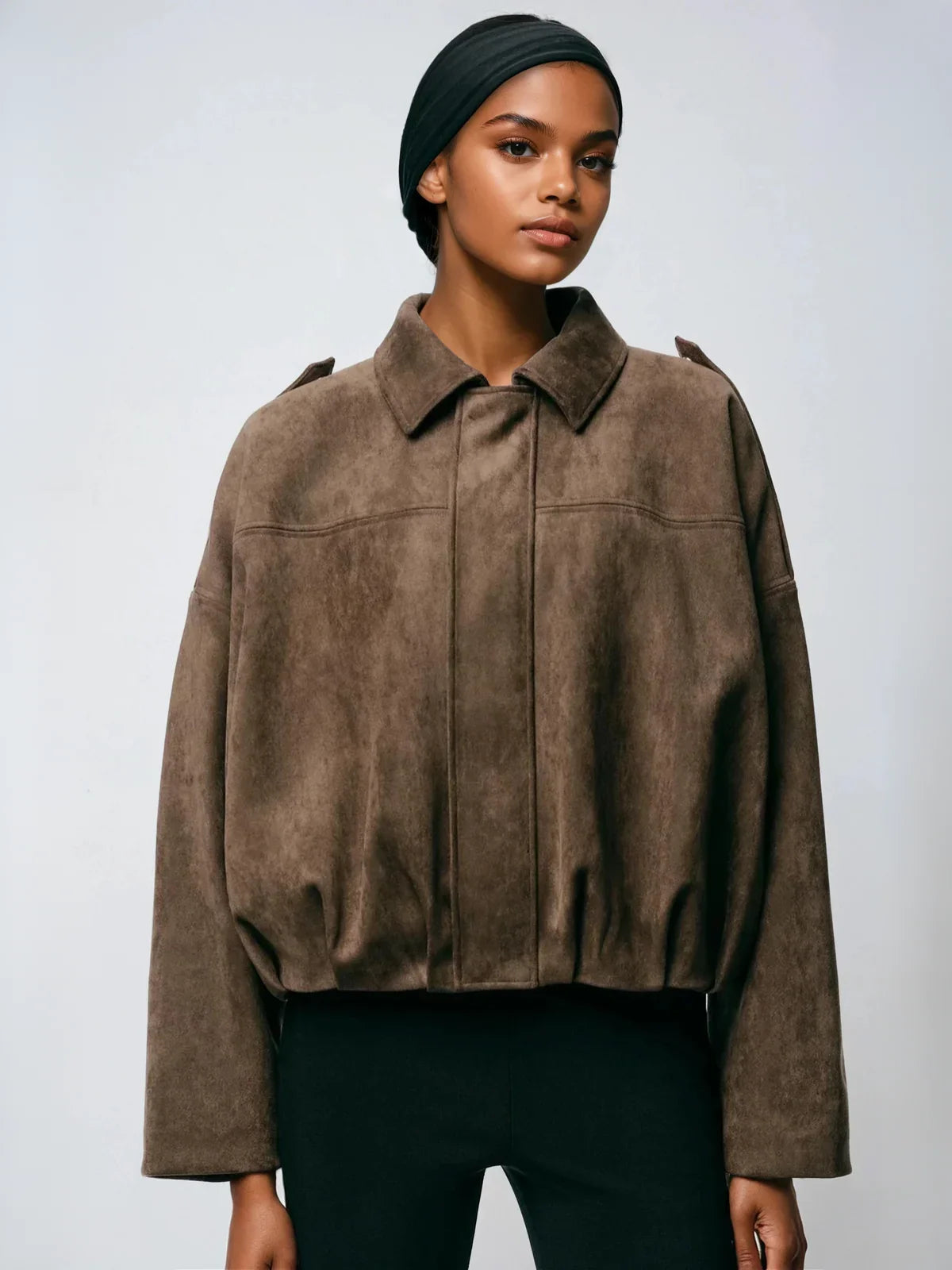 Batwing Sleeve Premium Textured Suede Pilot Jacket