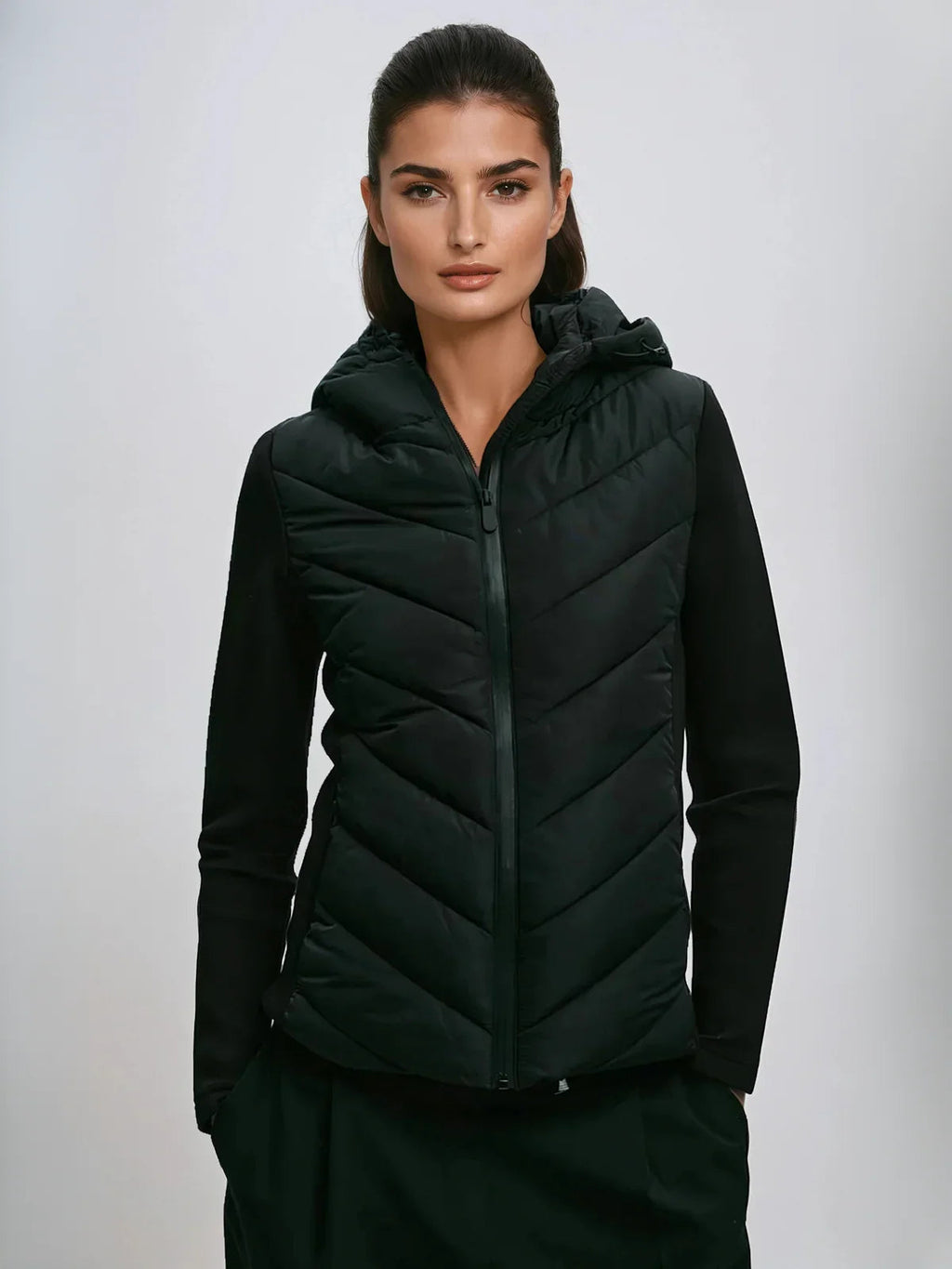 Cotton Padded Coat With Stand Up Collar For Casual Wear