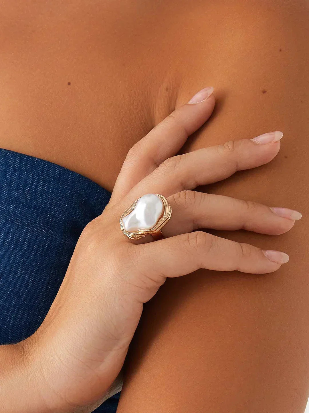 Lustrous Tide Statement Ring