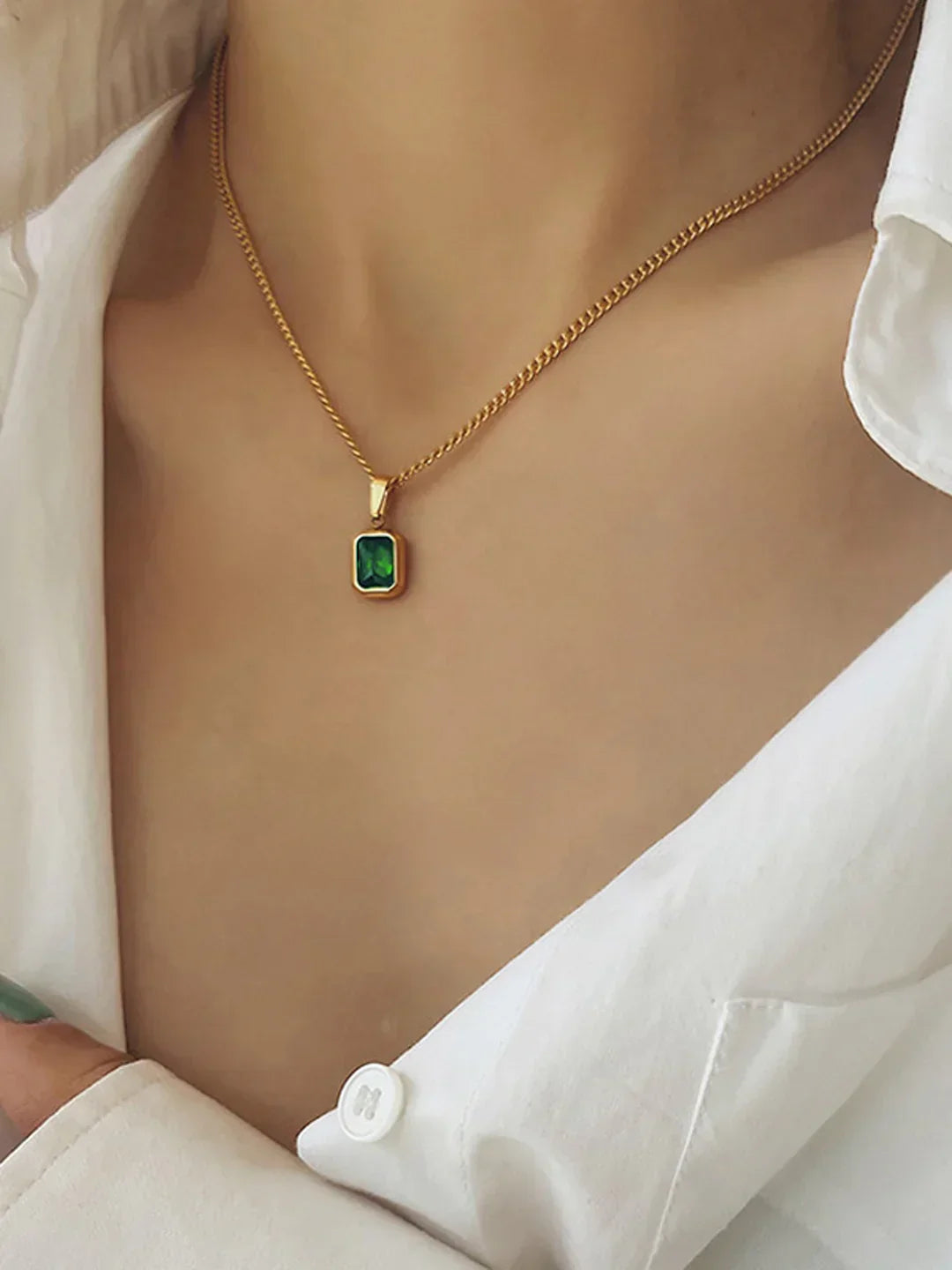 Pastel Green Charm Pendant Necklace