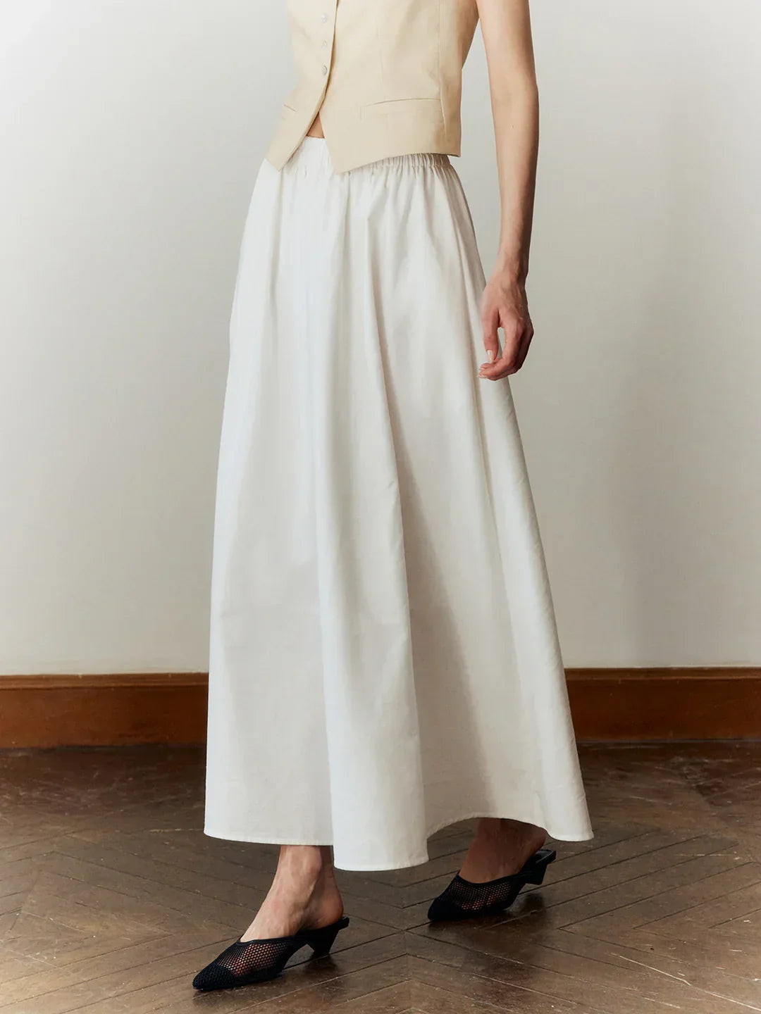 Temperament Commuting Solid Color Slim Pleated Skirt