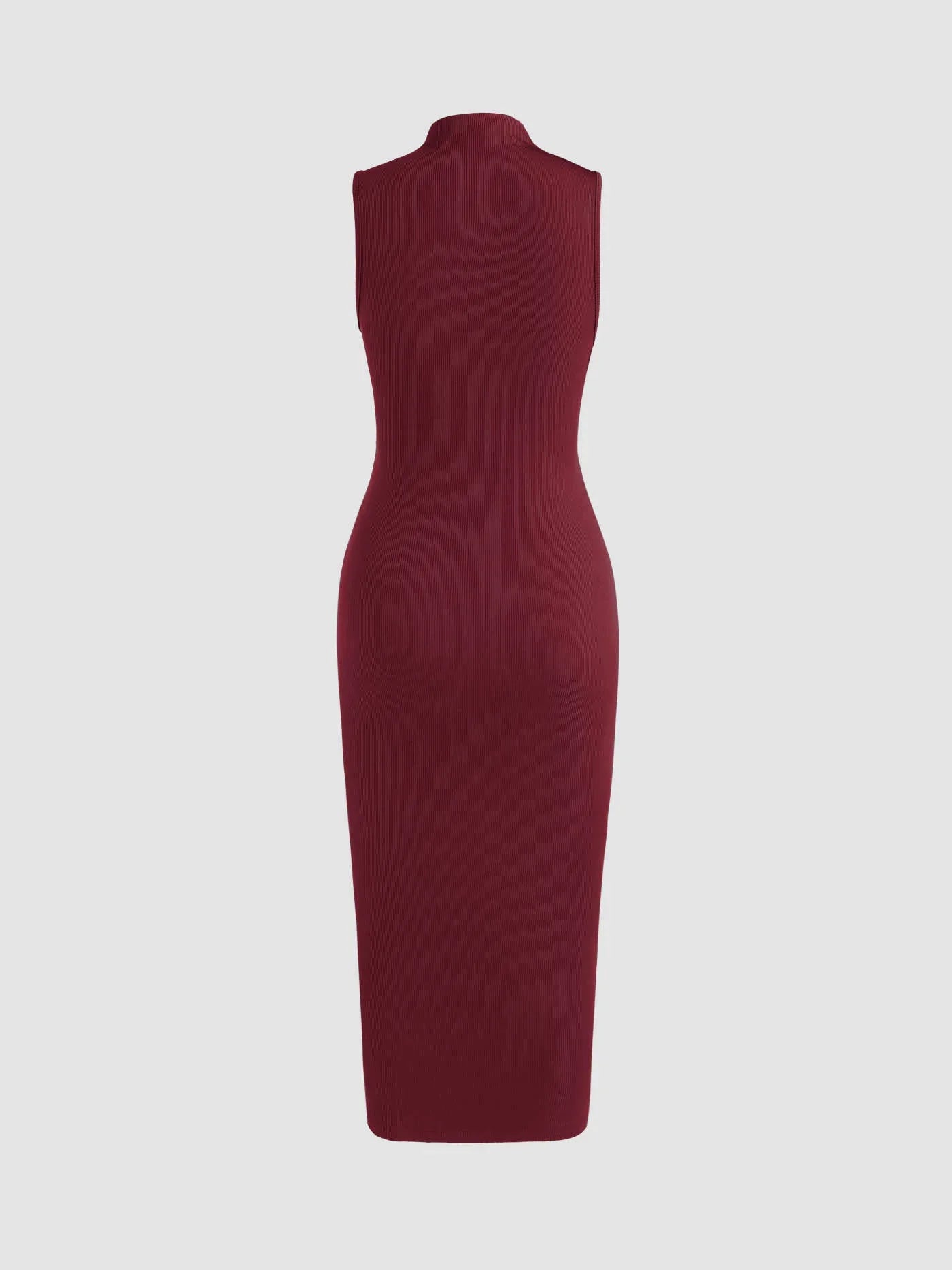 Sleeveless Round Neck Pleated Slit Dress