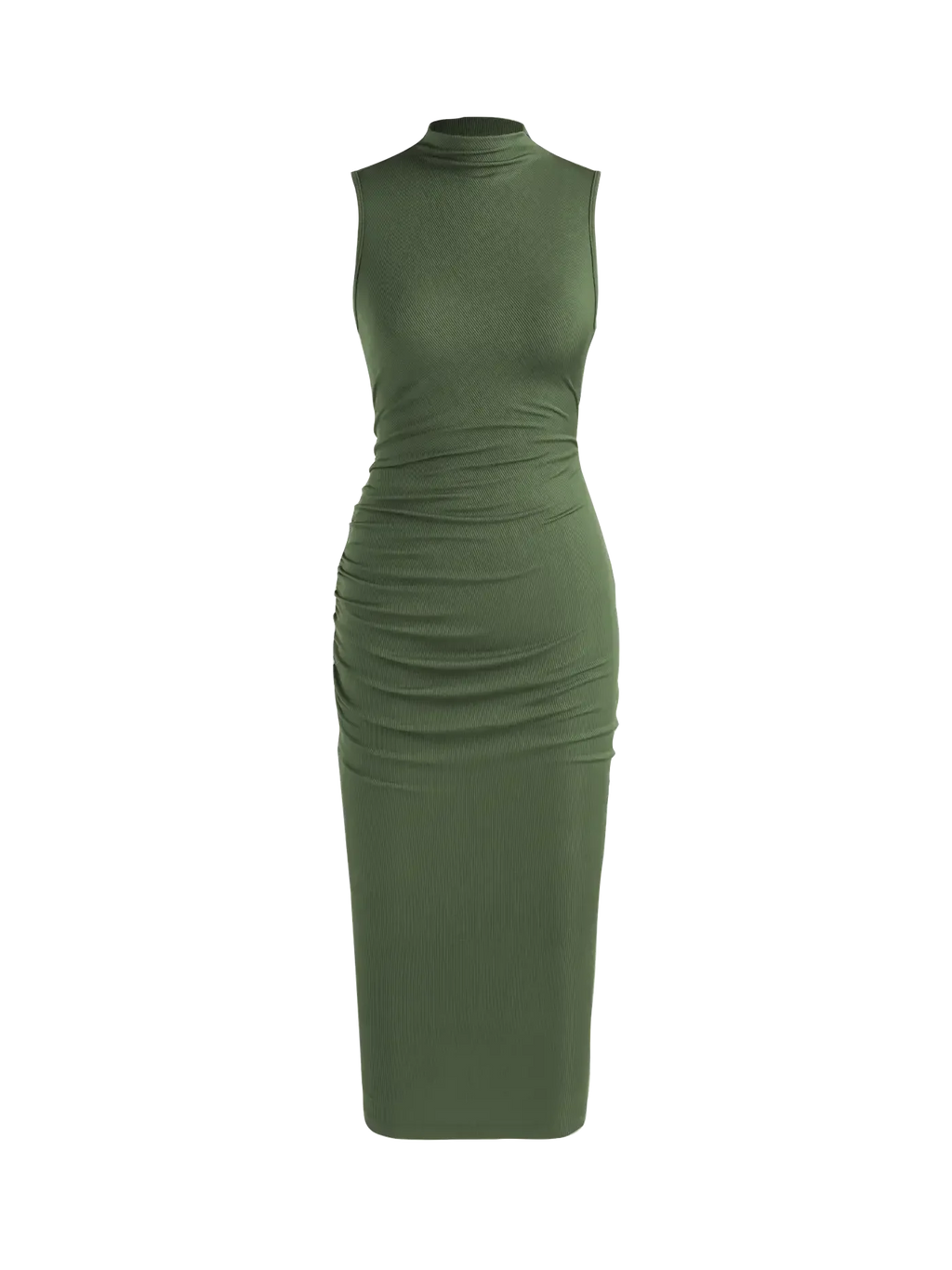 Sleeveless Round Neck Pleated Slit Dress
