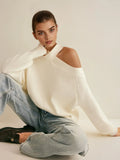 Off-Shoulder Crisscross Knit Sweater Top