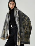 Floral Jacquard Scarf With Tassel Edges For Everyday