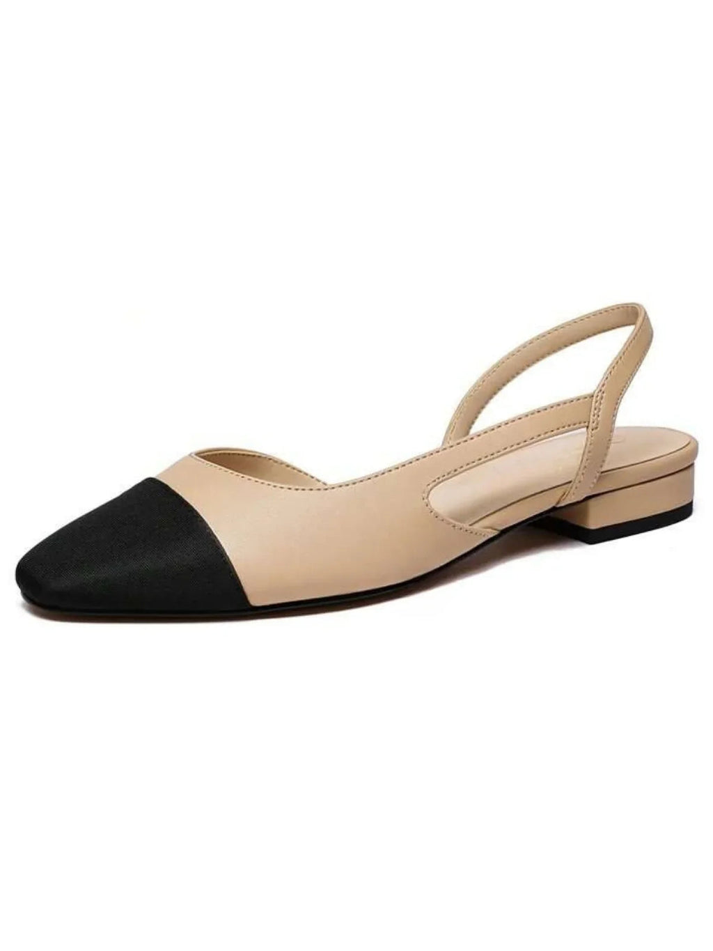 Chic Contrast Slingback Low Heel Shoes