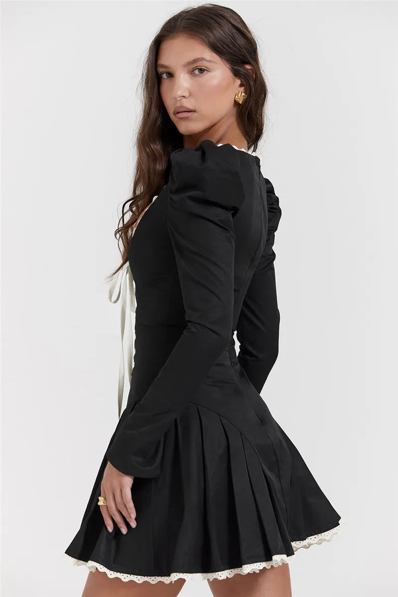 فستان قصير فرنسي موديل باغكيك تفصيل