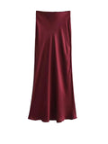 Burgundy Satin Skirt
