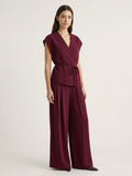 Chic Belted Sleeveless VNeck Suit