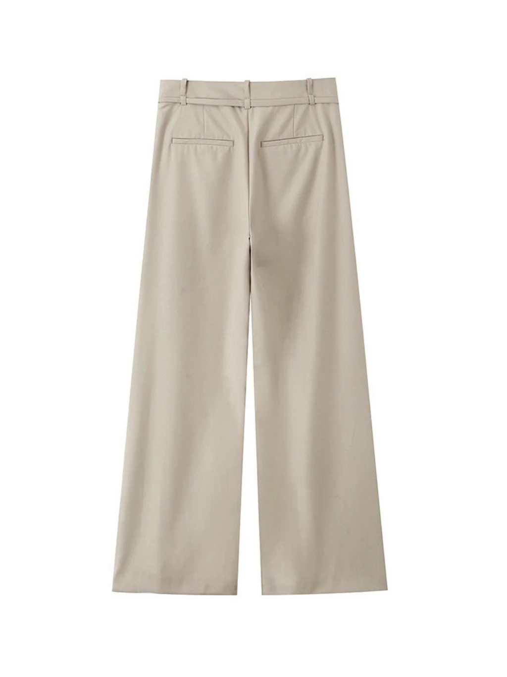 Women High Waist Pleated Wide Leg Belted Office Pants