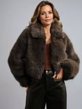 Everyday Zip Up Puffed Collar Jacket With Faux Fur For Winter