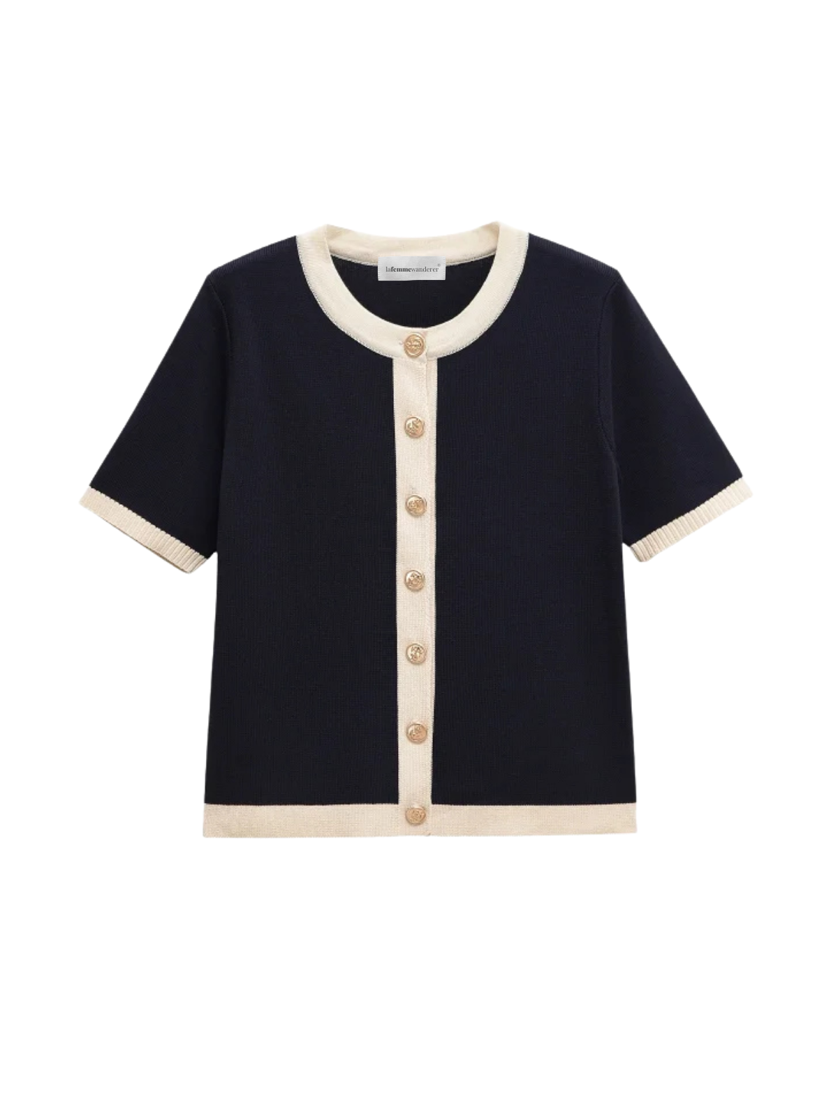 Vintage Style Slim Fit Short Sleeve Knit Cardigan With Button Decoration For Casual Workwear