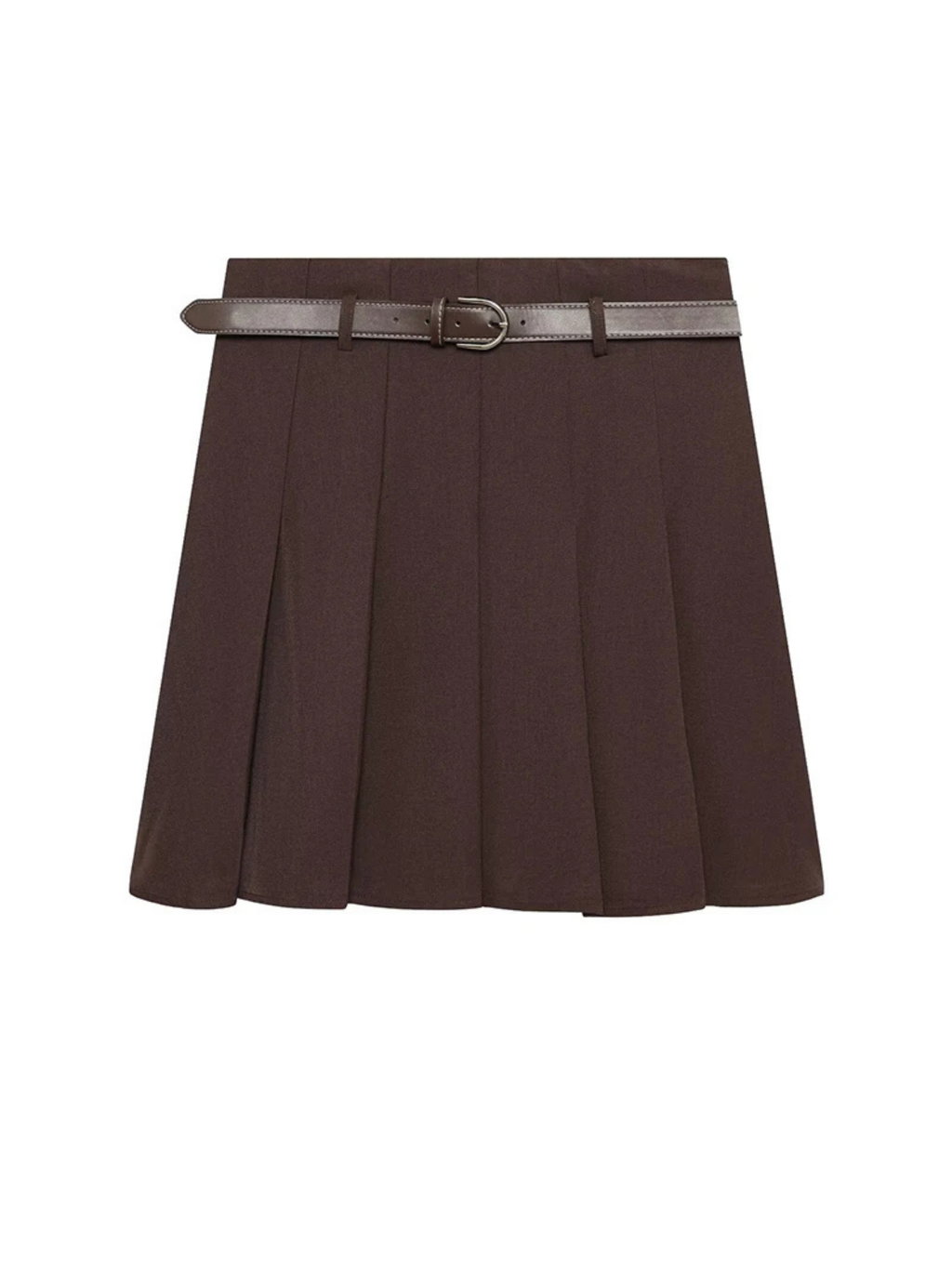 Belted High Waist Pleated Mini Skirt