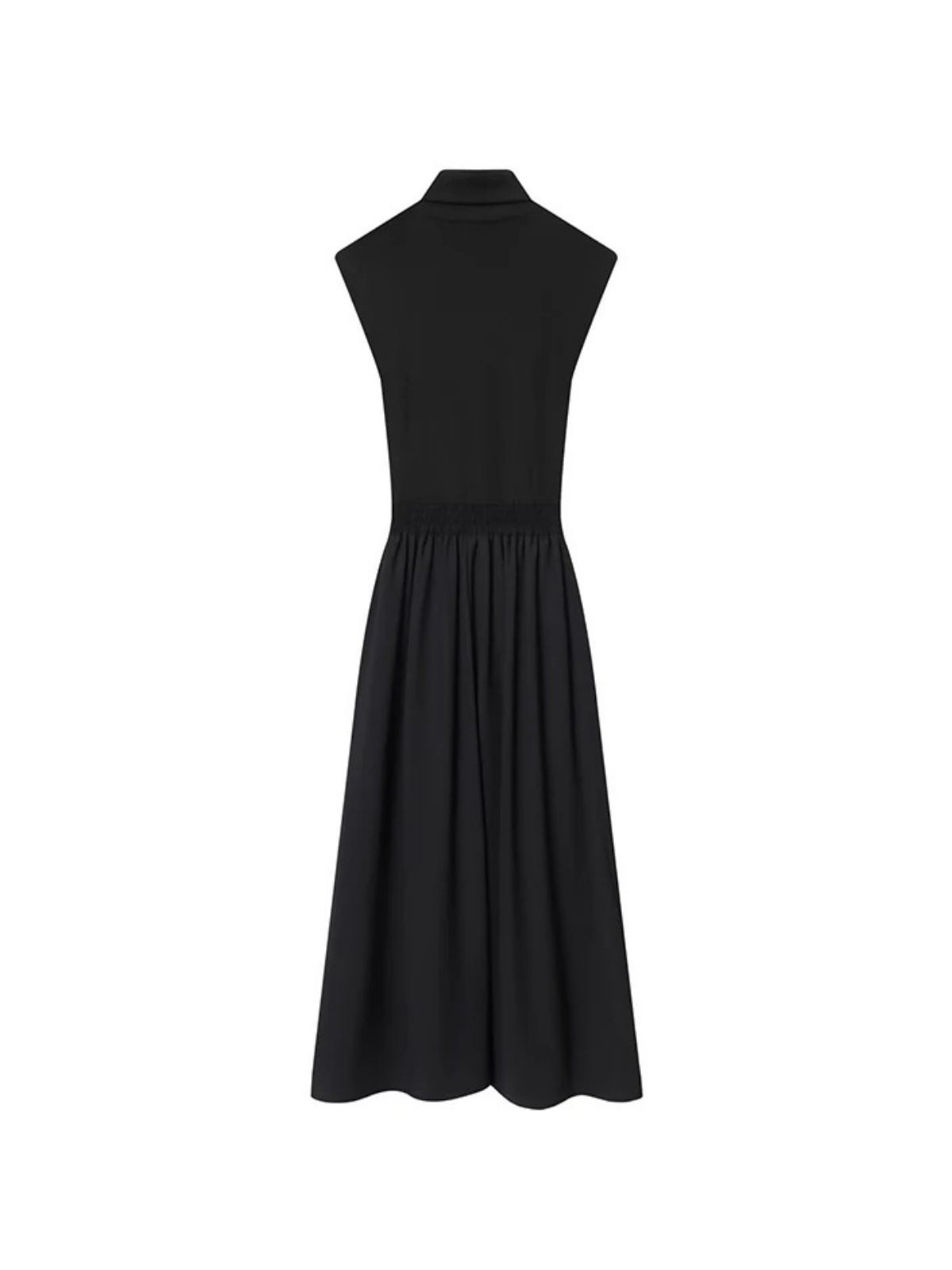 Patchwork Black Maxi Dress Drawstring Waist A Line