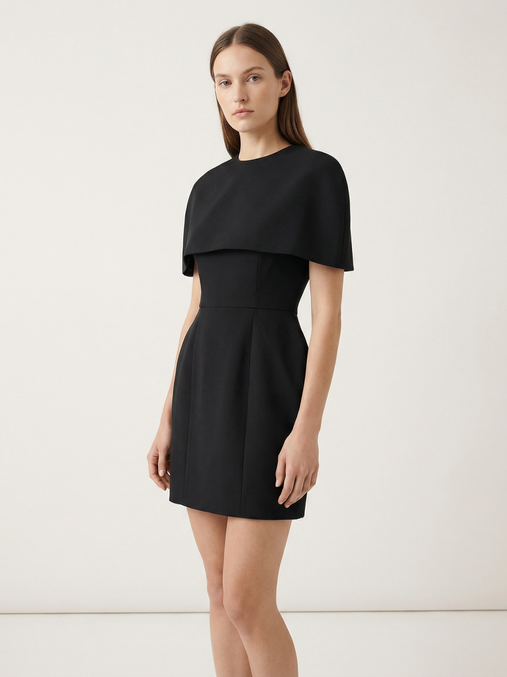 Elegant Solid Shawl Mini Dress Chic Evening Wear