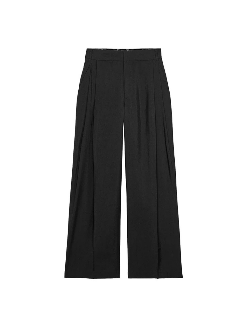 Double Pleat High Waist Wide Leg Trousers